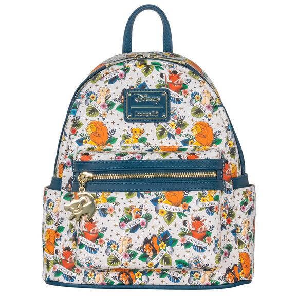 NWT Loungefly Lion King AOP Tattoo Floral Mini Backpack - Picture 3 of 8